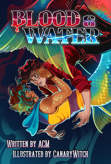 Blood and Water light novel cover. (Full story available in fall 2027!)